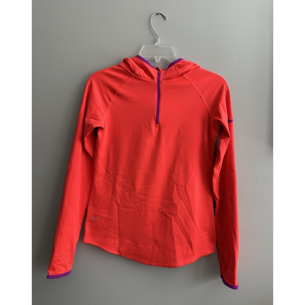 Nike Pro Dri-Fit Women's Hooded Long Sleeve Size x Large Bright Orange Pullover